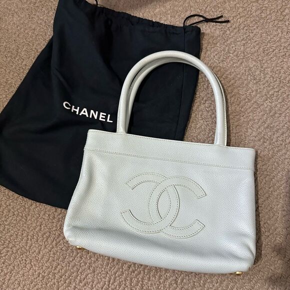 CHANEL Handbags - Mini Light Blue Chanel Caviar Shopper Bag with Gold Hardware